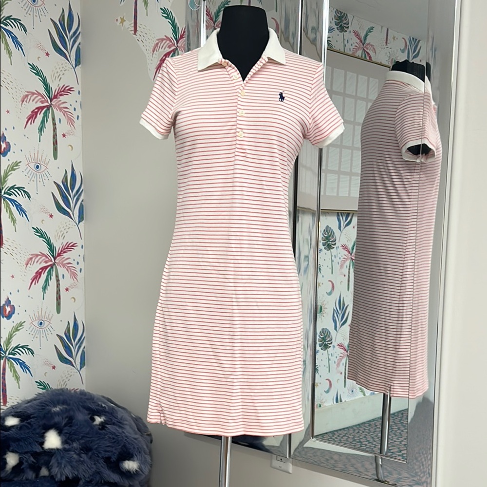 Ralph Lauren Pink and White Polo Mini Dress